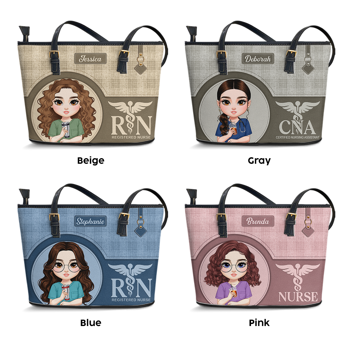 Nurse Grateful Life - Personalized Custom Nurse Leather Tote Bag