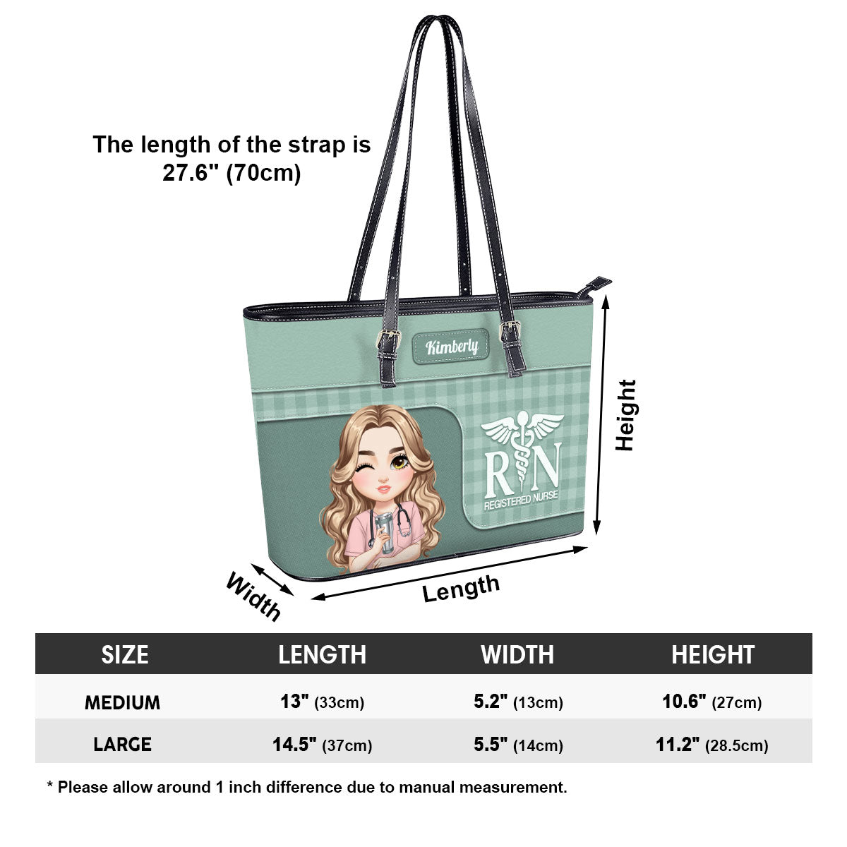 Happy Nurse Life - Personalized Custom Nurse Leather Tote Bag