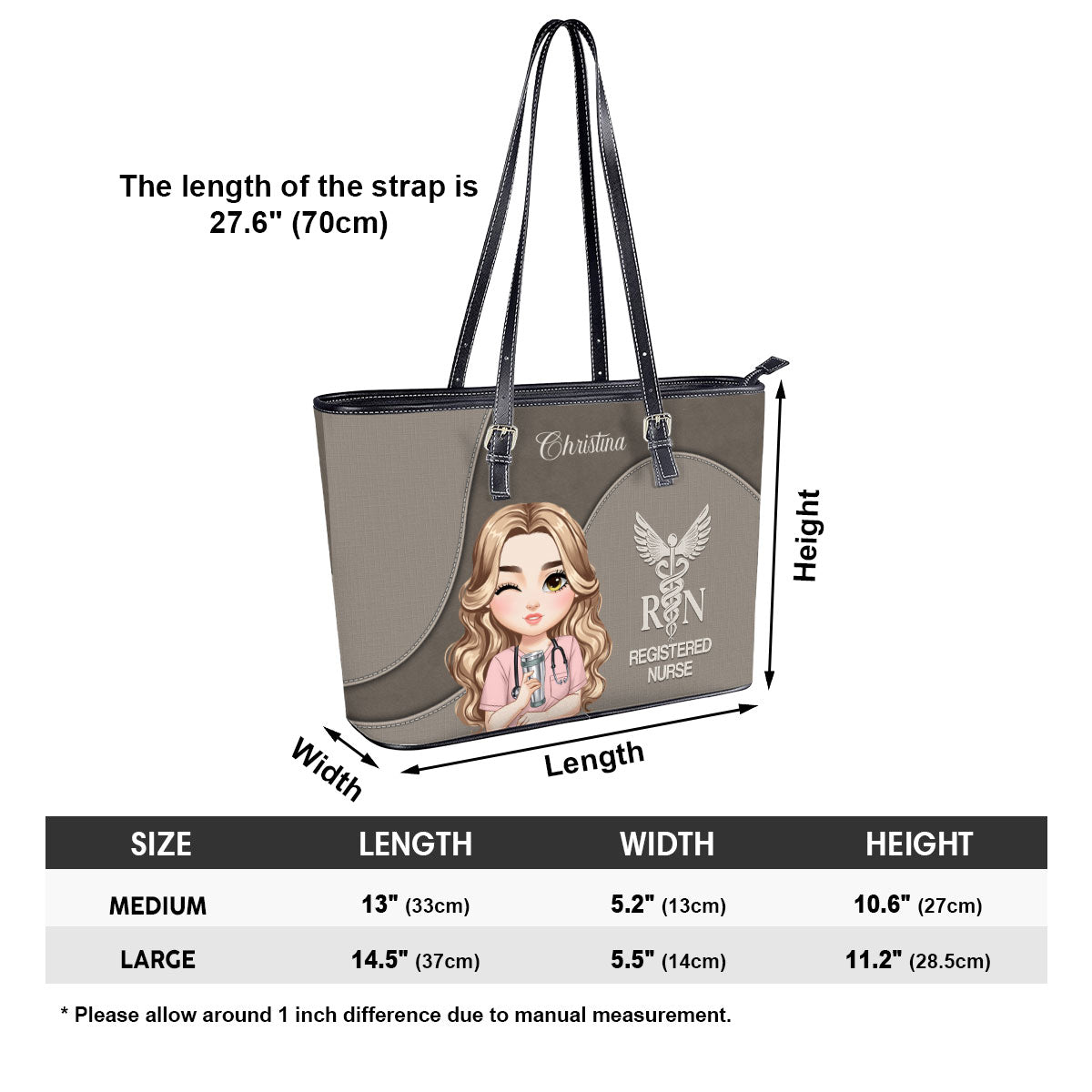 Essential Nurse Life - Personalized Custom Nurse Leather Tote Bag