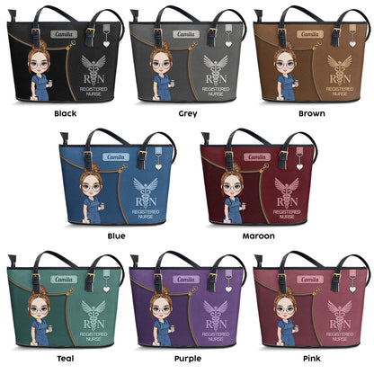 Glamorous Nurse Life - Personalized Custom Nurse Leather Tote Bag