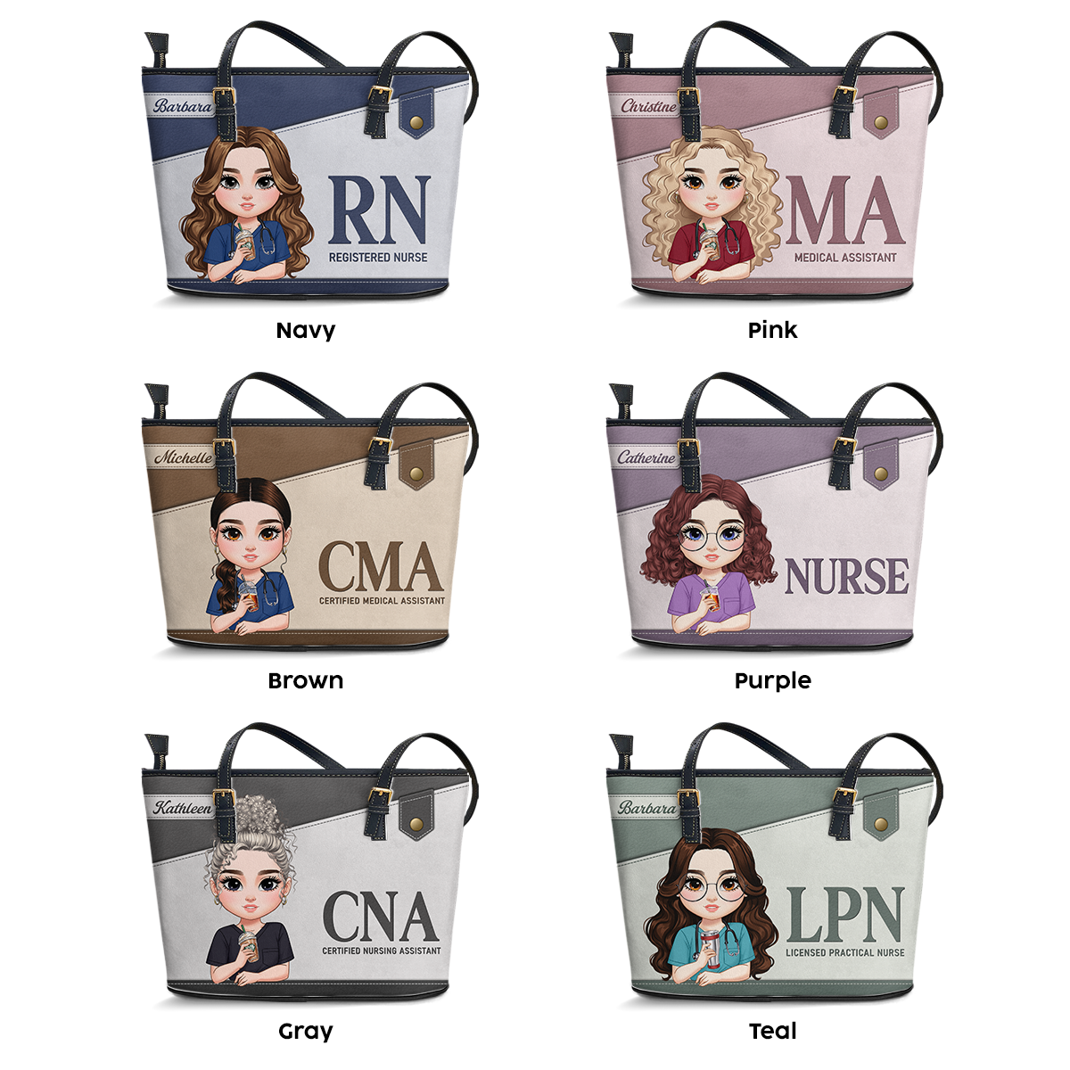 Diligent Nurse - Personalized Custom Nurse Leather Tote Bag