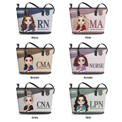 Diligent Nurse - Personalized Custom Nurse Leather Tote Bag
