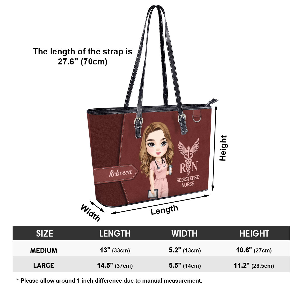 Devoted Nurse Life - Personalized Custom Nurse Leather Tote Bag