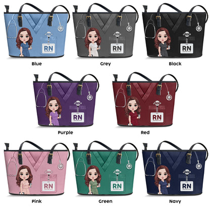 Real Nurse - Personalized Custom Nurse Leather Tote Bag