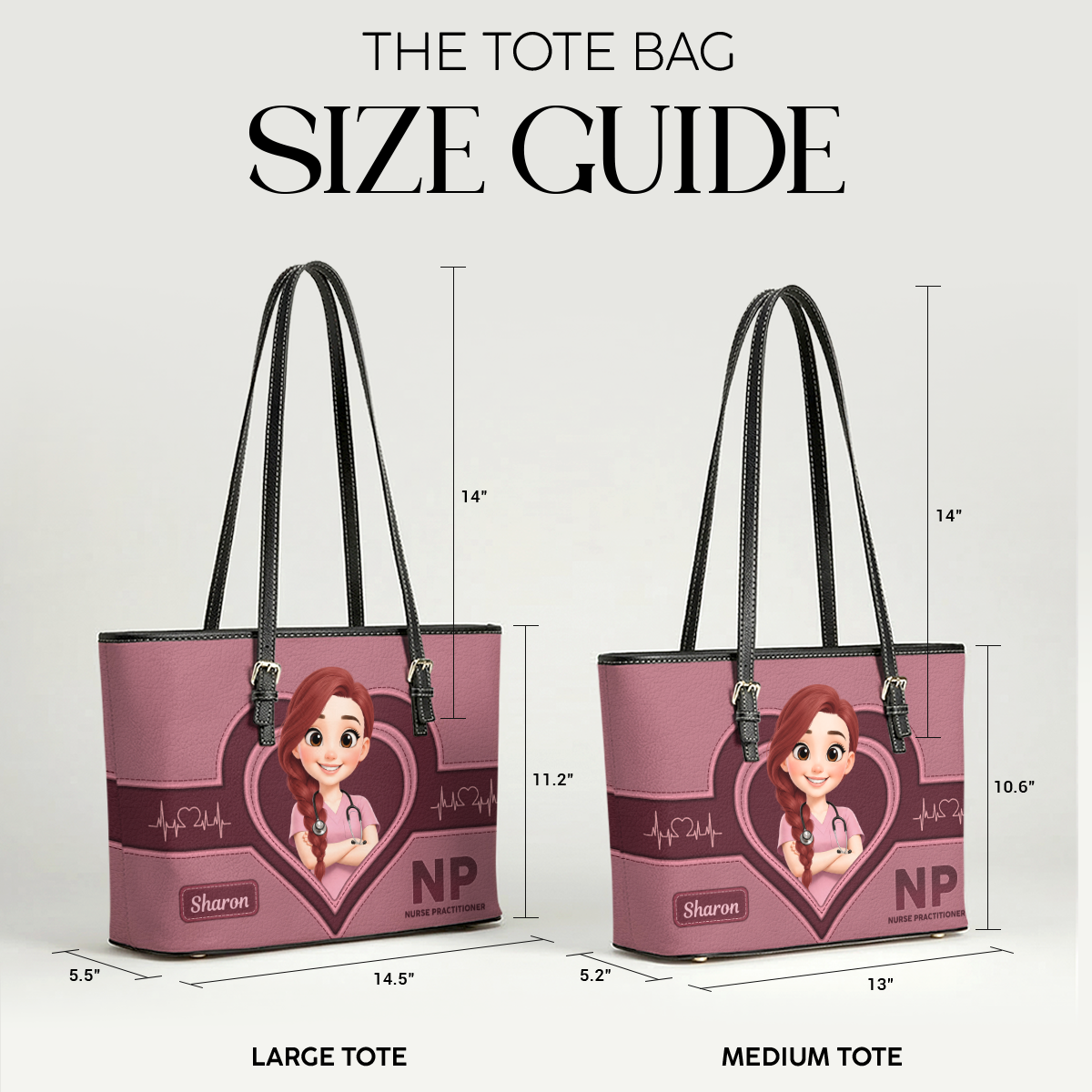 Nurse Sweet Grace - Personalized Custom Nurse Leather Tote Bag