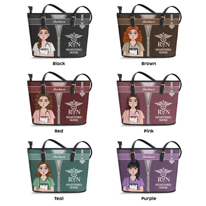 Corduroy Nurse - Personalized Custom Nurse Leather Tote Bag