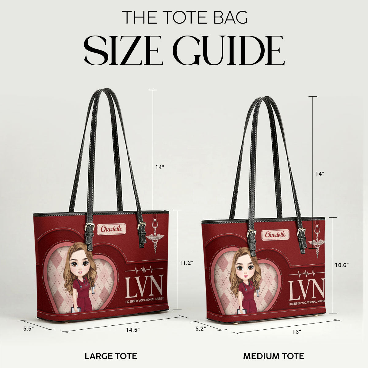 Glowing Nurse Style - Personalized Custom Nurse Leather Tote Bag