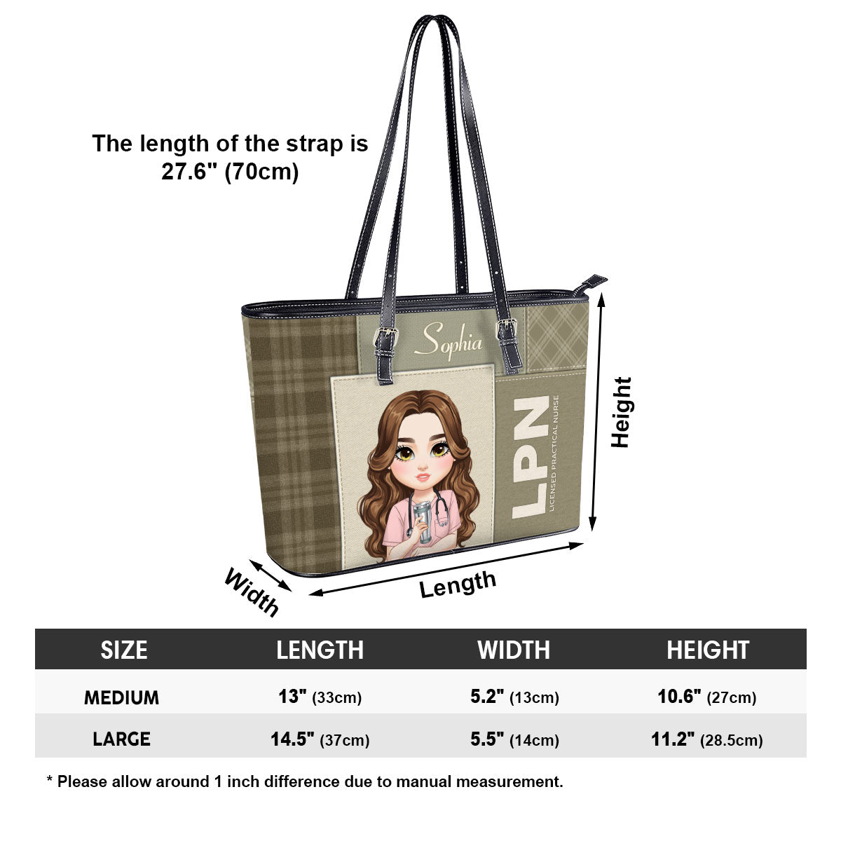 Flawless Nurse Style - Personalized Custom Nurse Leather Tote Bag