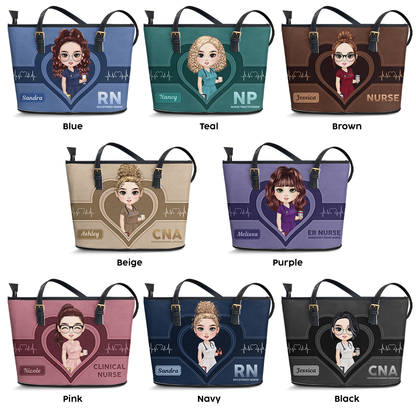 The Scrub Life - Personalized Custom Nurse Leather Tote Bag