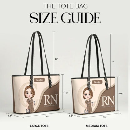 Nurse Aesthetic - Personalized Custom Nurse Leather Tote Bag