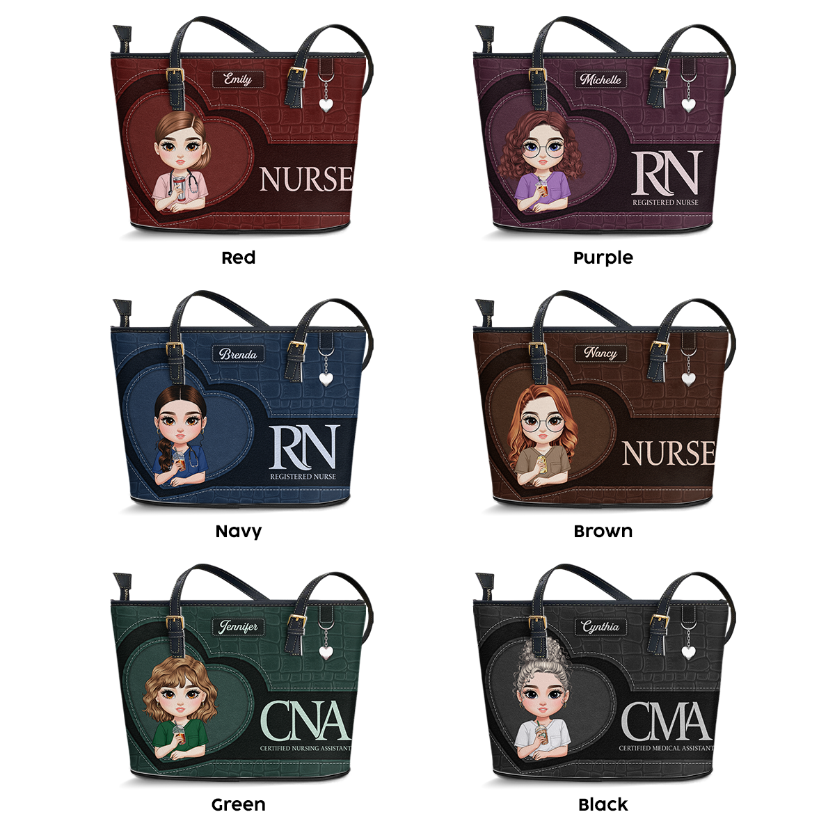 Dedicated Nurse Life - Personalized Custom Nurse Leather Tote Bag