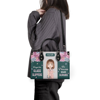 Princess Wears Scrubs - Personalized Custom Leather Handbag