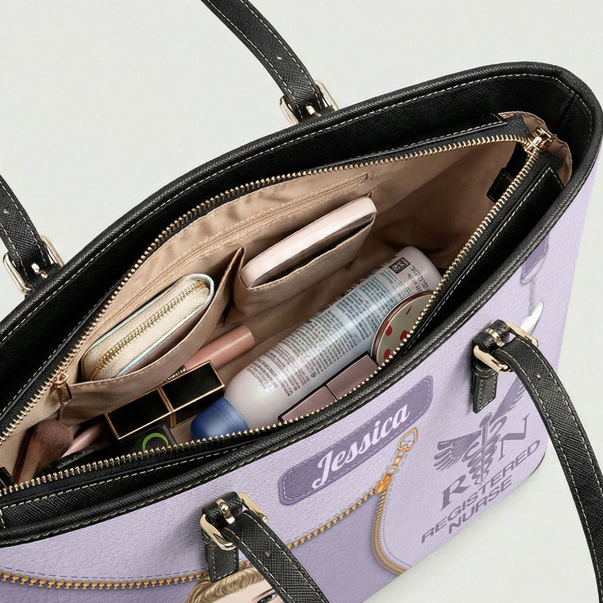 Watercolor Nurse - Personalized Custom Nurse Leather Tote Bag