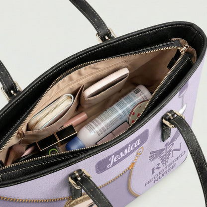 Watercolor Nurse - Personalized Custom Nurse Leather Tote Bag