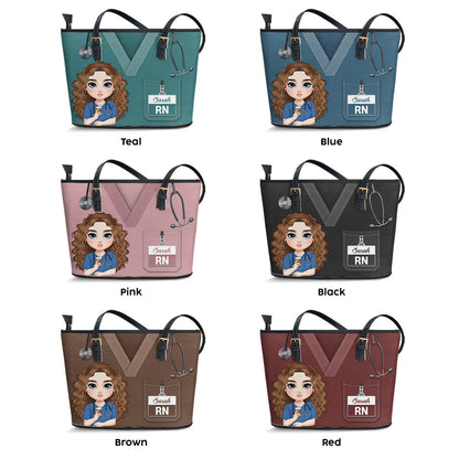 Nurse Perfect Scrub - Personalized Custom Nurse Leather Tote Bag