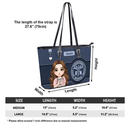 Classic Nurse Life - Personalized Custom Nurse Leather Tote Bag