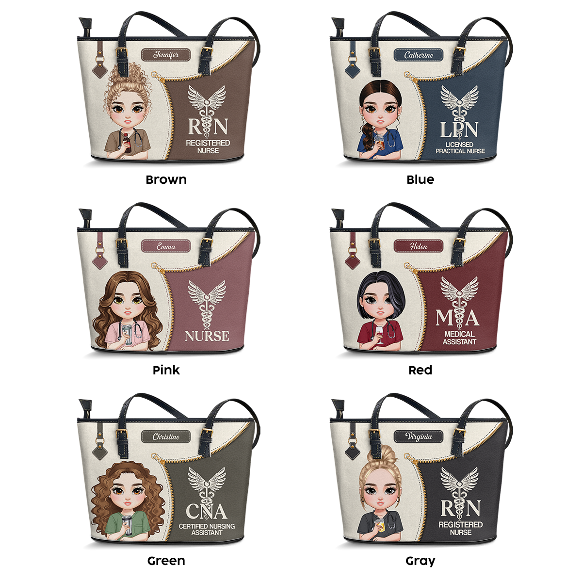 Elevated Nurse Life - Personalized Custom Nurse Leather Tote Bag