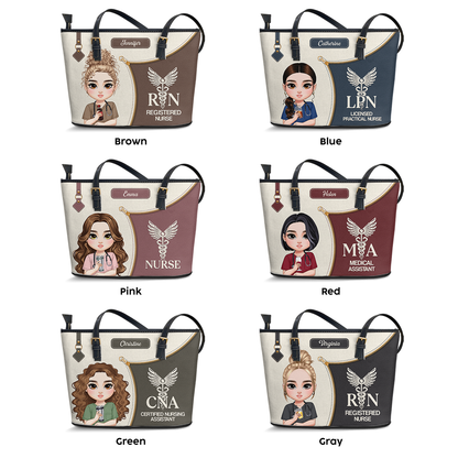 Elevated Nurse Life - Personalized Custom Nurse Leather Tote Bag