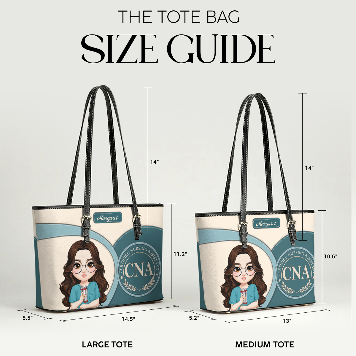 Classic Nurse Vibe - Personalized Custom Nurse Leather Tote Bag