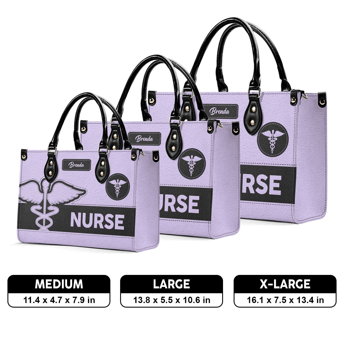 Neutral Style Nurse - Personalized Custom Leather Handbag