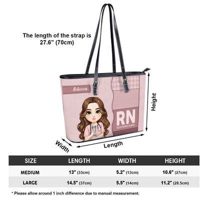 Sweet Nurse Girl - Personalized Custom Nurse Leather Tote Bag