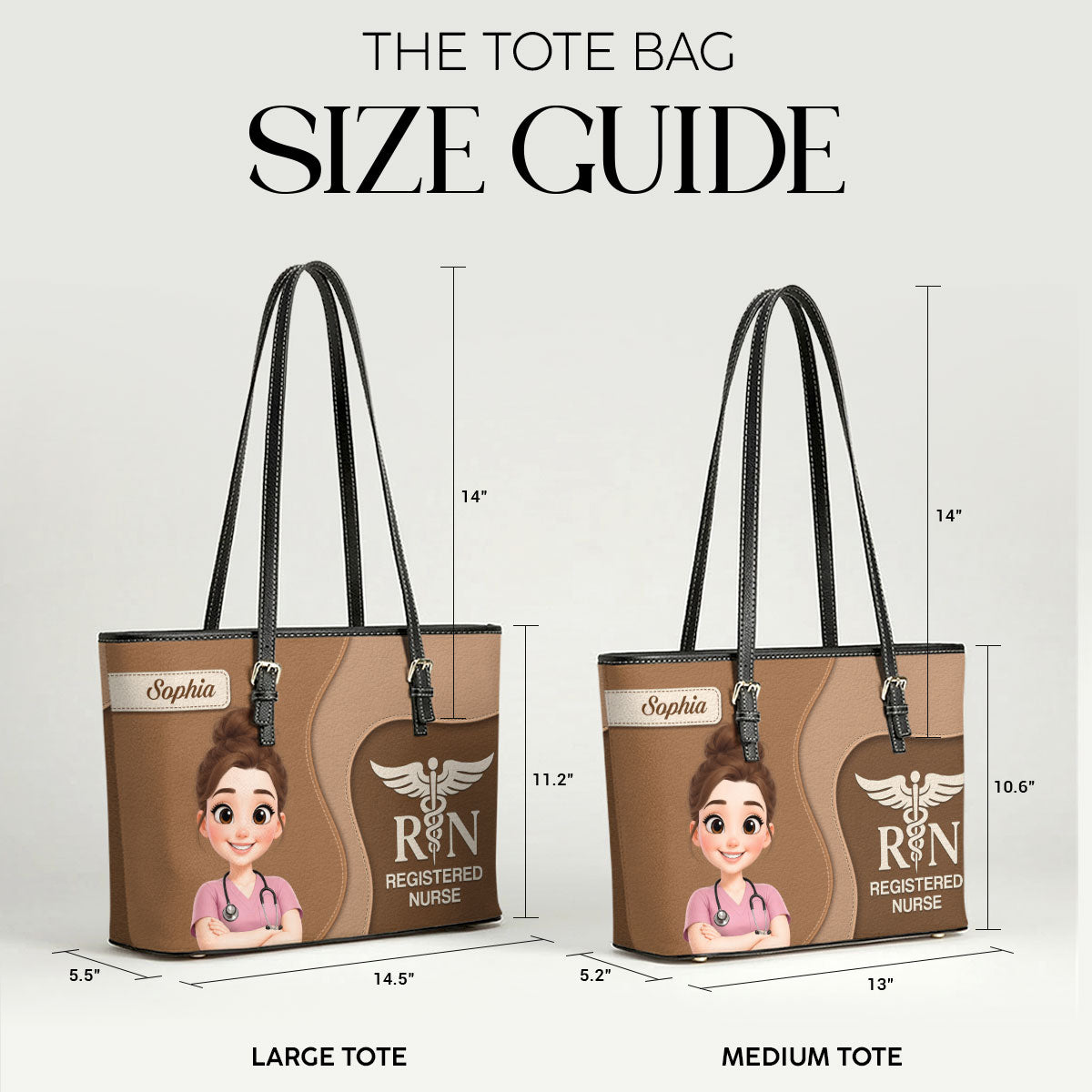 Elegant Nurse Style - Personalized Custom Nurse Leather Tote Bag