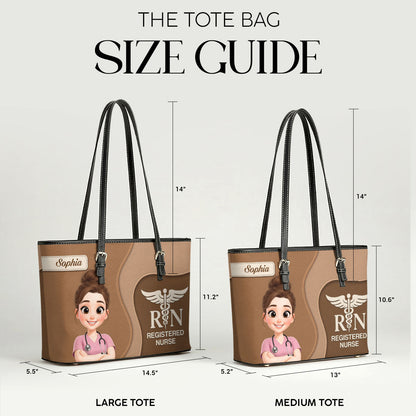 Elegant Nurse Style - Personalized Custom Nurse Leather Tote Bag