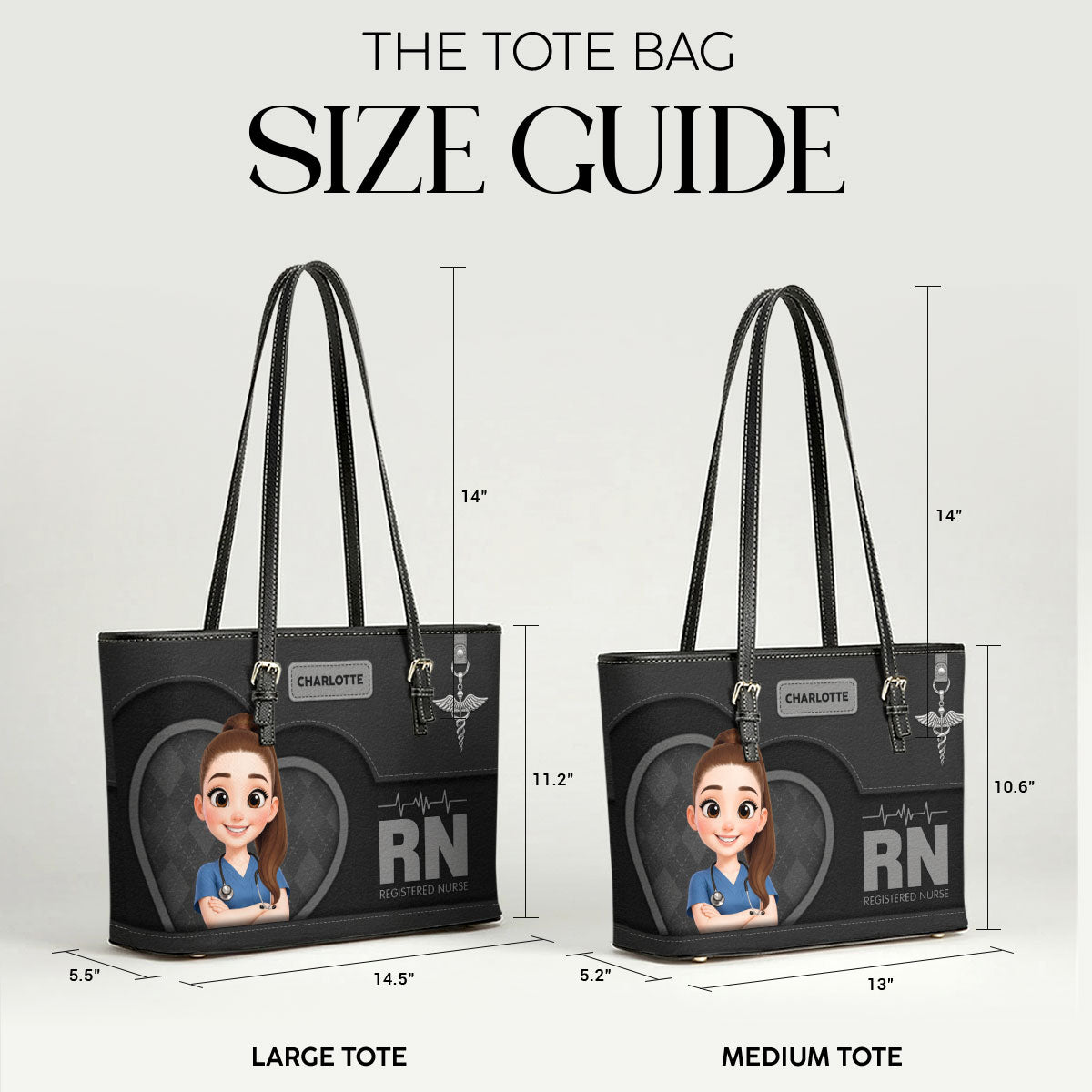 Delightful Nurse Style - Personalized Custom Nurse Leather Tote Bag