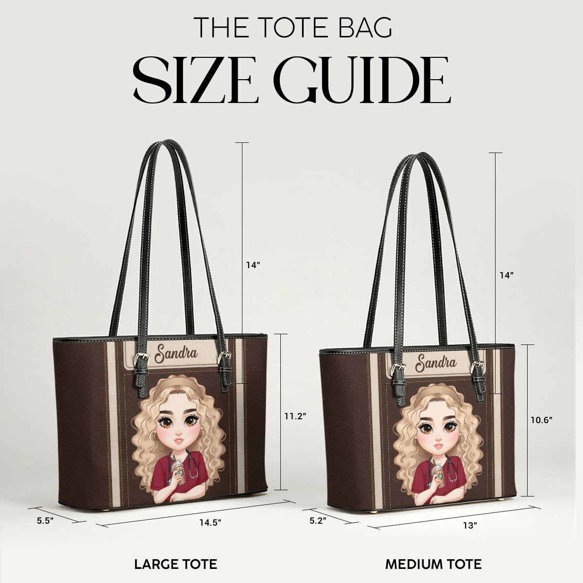 Living That Life - Personalized 2-Sided Custom Nurse Leather Tote Bag