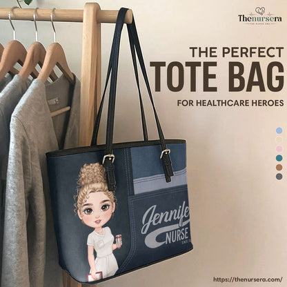 The Iconic Nurse - Personalized Custom Nurse Leather Tote Bag