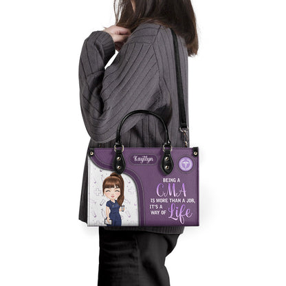 Nurse Job Is A Way Of Life - Personalized Custom Leather Handbag