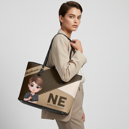 Nurse Kind Soul - Personalized Custom Nurse Leather Tote Bag
