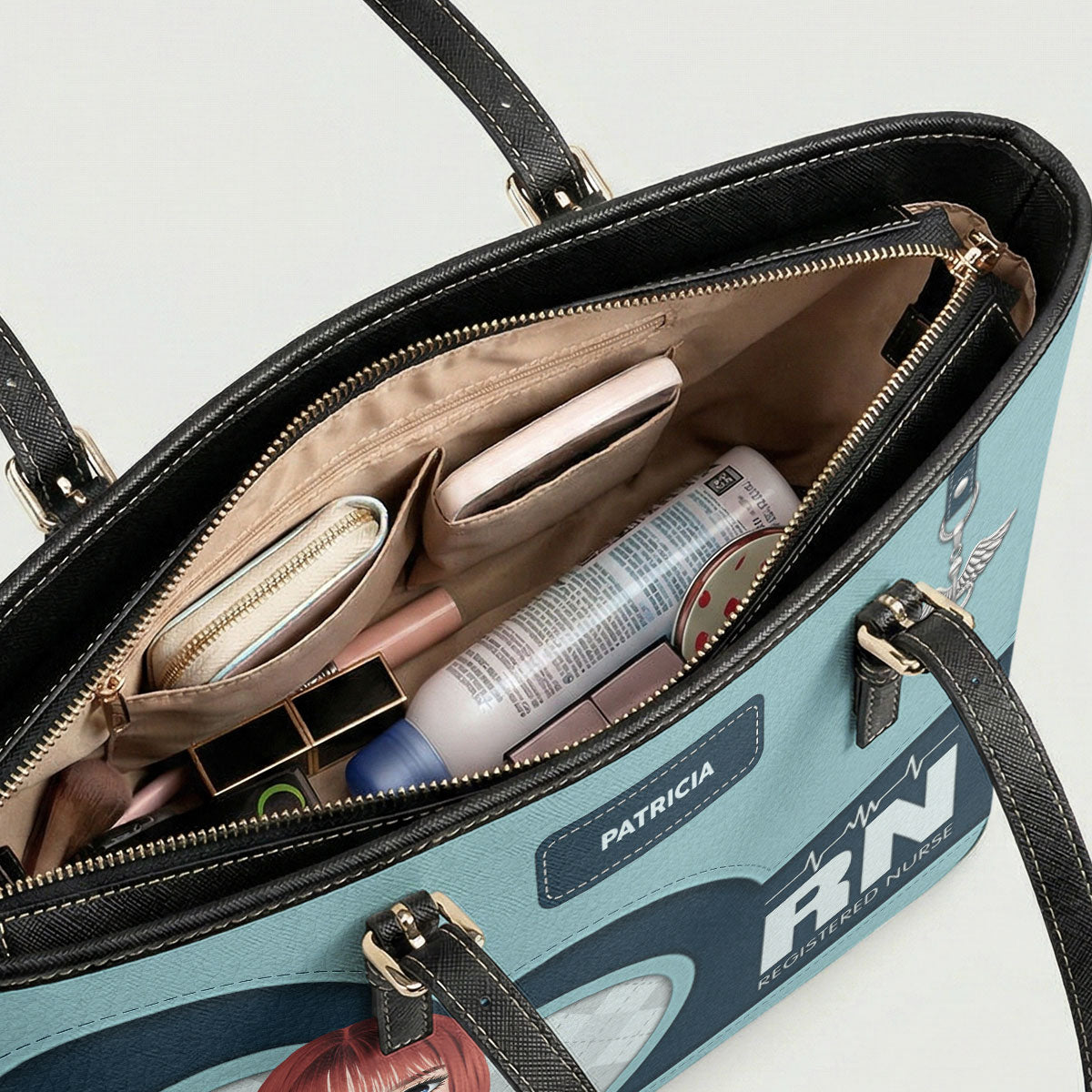 Nurse Basic Style - Personalized Custom Nurse Leather Tote Bag