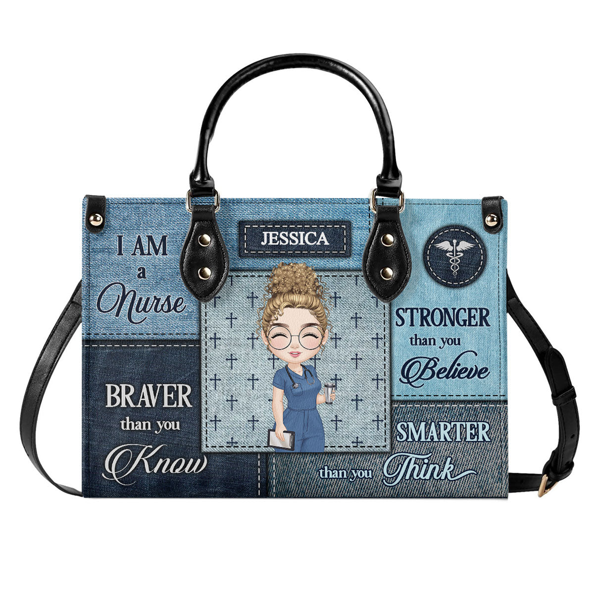 Brave Nurse - Personalized Custom Leather Handbag