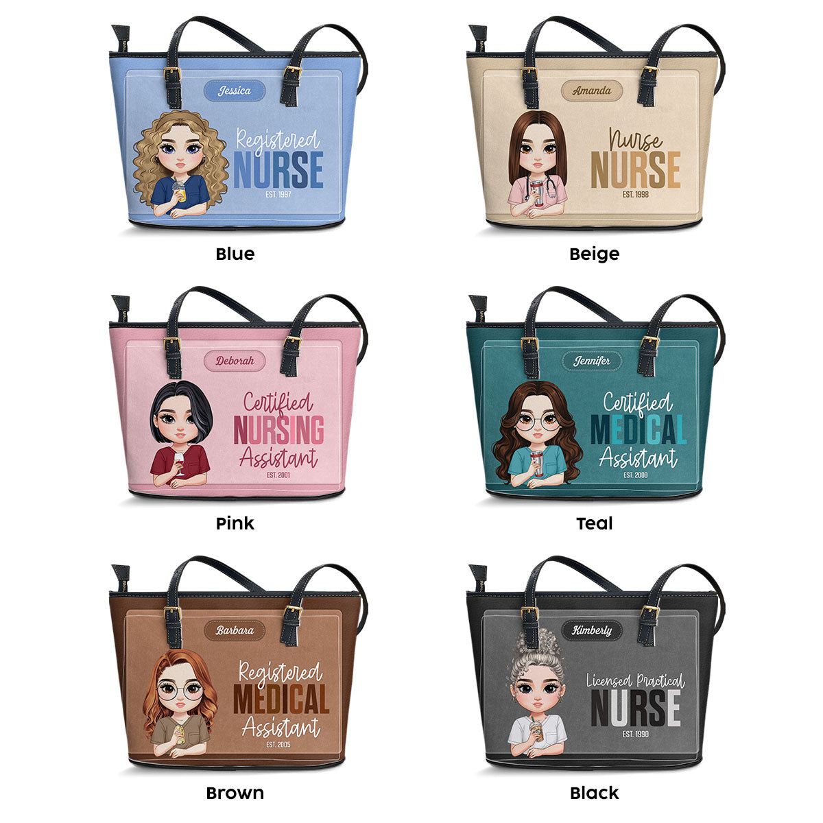 Nurse Muse - Personalized Custom Nurse Leather Tote Bag