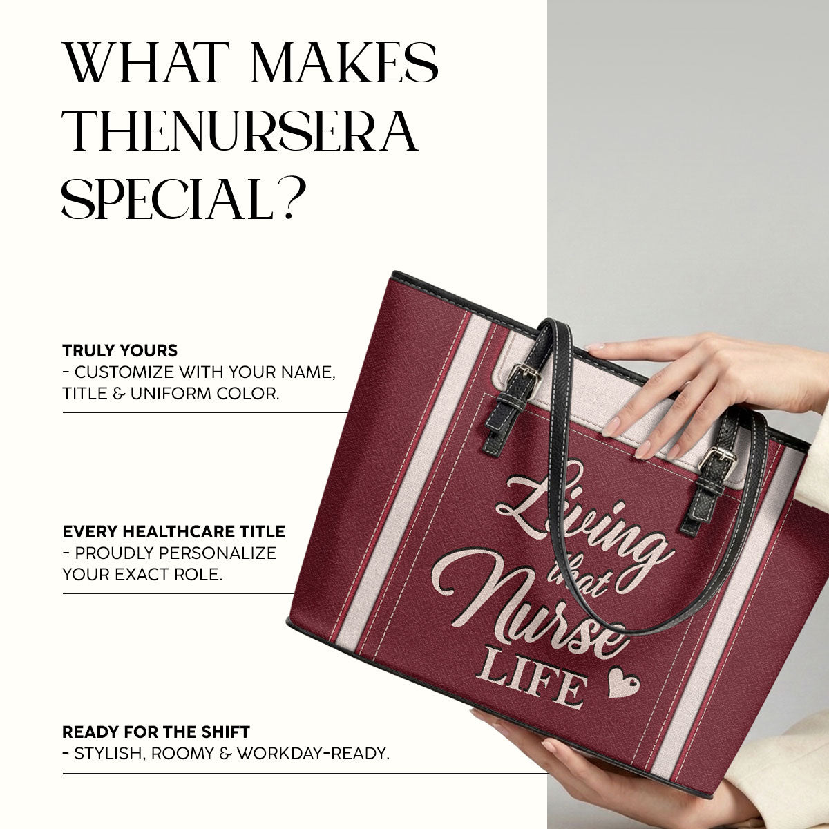 Living That Life - Personalized 2-Sided Custom Nurse Leather Tote Bag