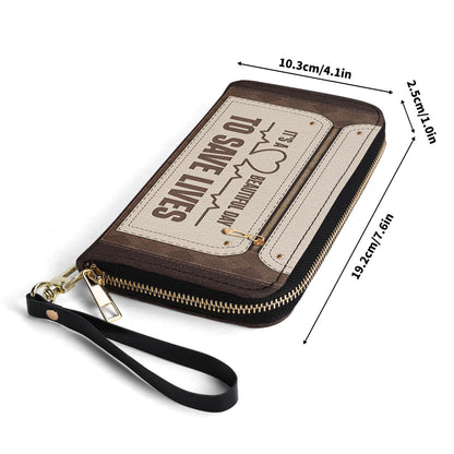 Beautiful Day To Save Lives - Personalized Nurse Leather Clutch Purse