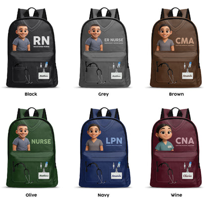 Nurse Scrubs Life Cartoon - Personalized Backpack