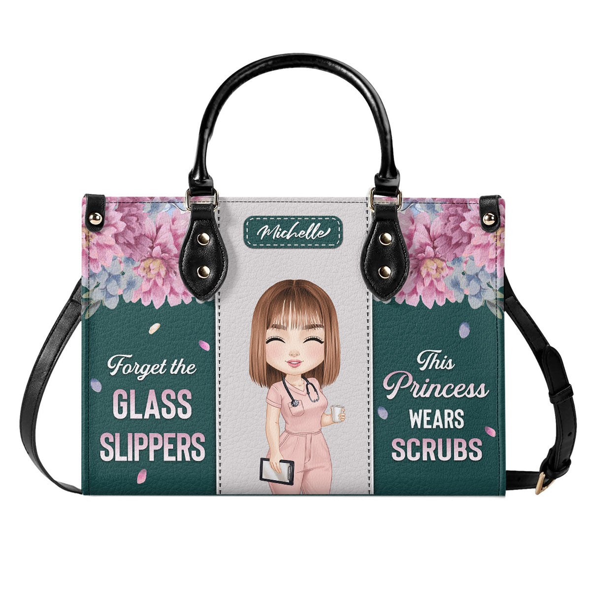 Princess Wears Scrubs - Personalized Custom Leather Handbag