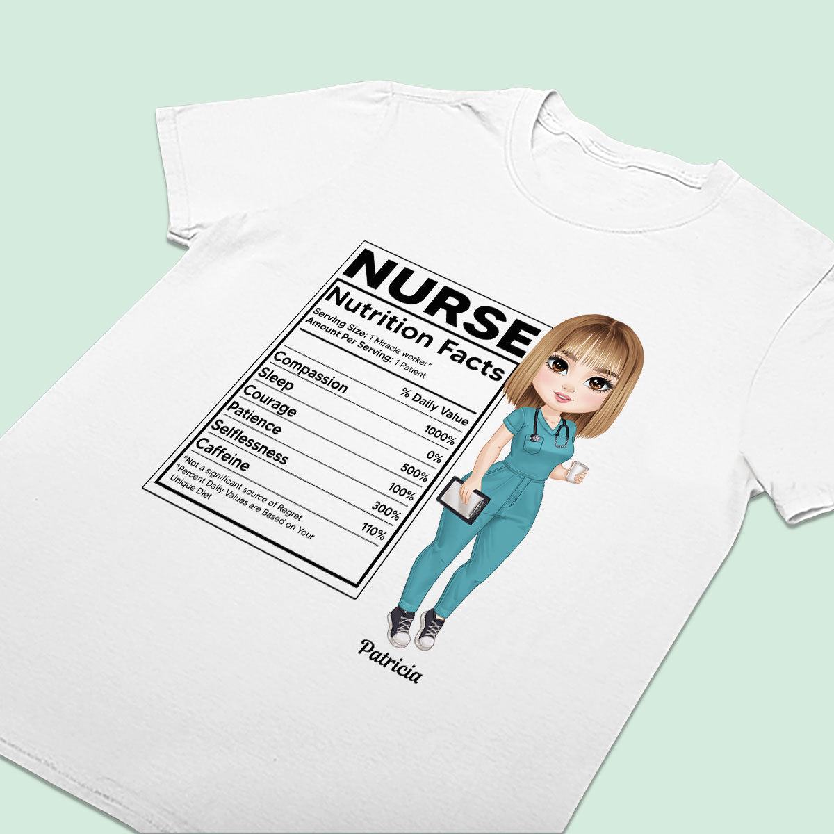 Nurse Nutrition Facts - Personalized Custom Nurse T-shirt