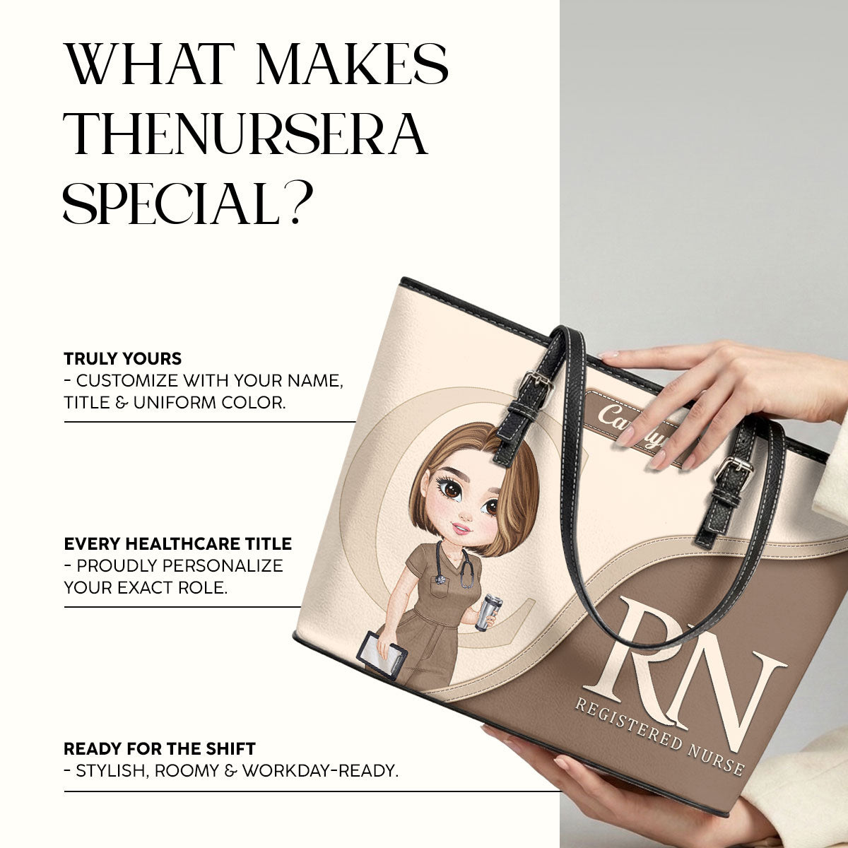 Nurse Aesthetic - Personalized Custom Nurse Leather Tote Bag