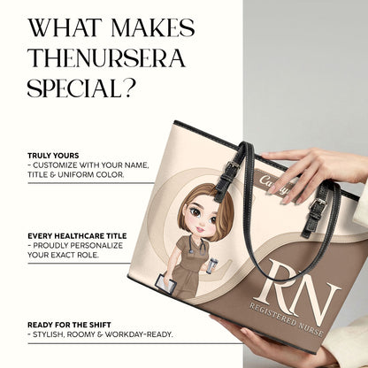 Nurse Aesthetic - Personalized Custom Nurse Leather Tote Bag