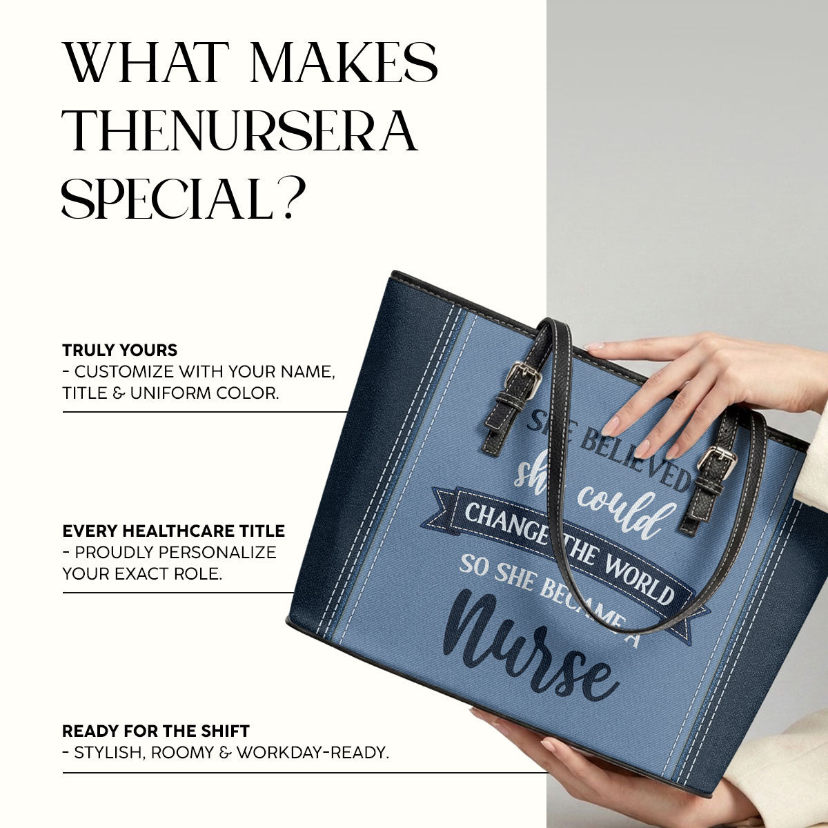 Change The World - Personalized 2-Sided Custom Nurse Leather Tote Bag