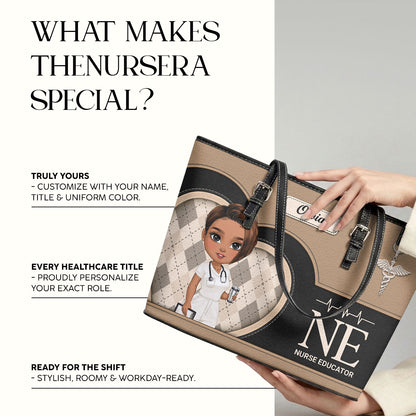 Glowing Nurse Style - Personalized Custom Nurse Leather Tote Bag