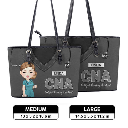 Hero Wears Scrub - Personalized Custom Nurse Leather Tote Bag