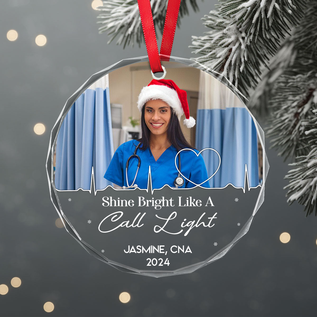 Heart Nurse - Personalized Nurse Circle Glass Ornament