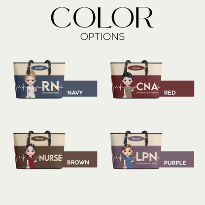 Nurse Minimal - Personalized Custom Nurse Leather Tote Bag