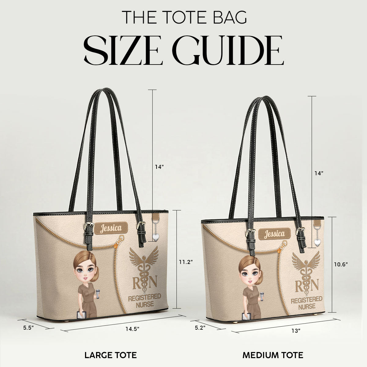 Watercolor Nurse - Personalized Custom Nurse Leather Tote Bag
