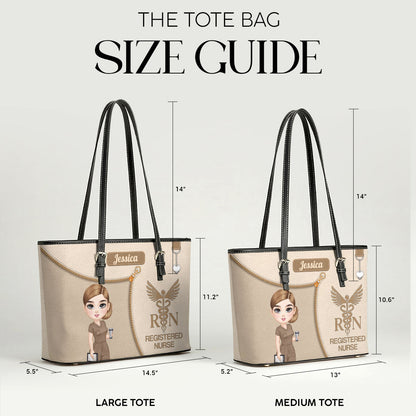 Watercolor Nurse - Personalized Custom Nurse Leather Tote Bag