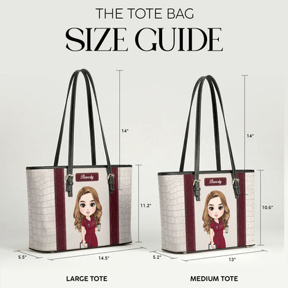 Nurse Elegant - Personalized 2-Sided Custom Nurse Leather Tote Bag